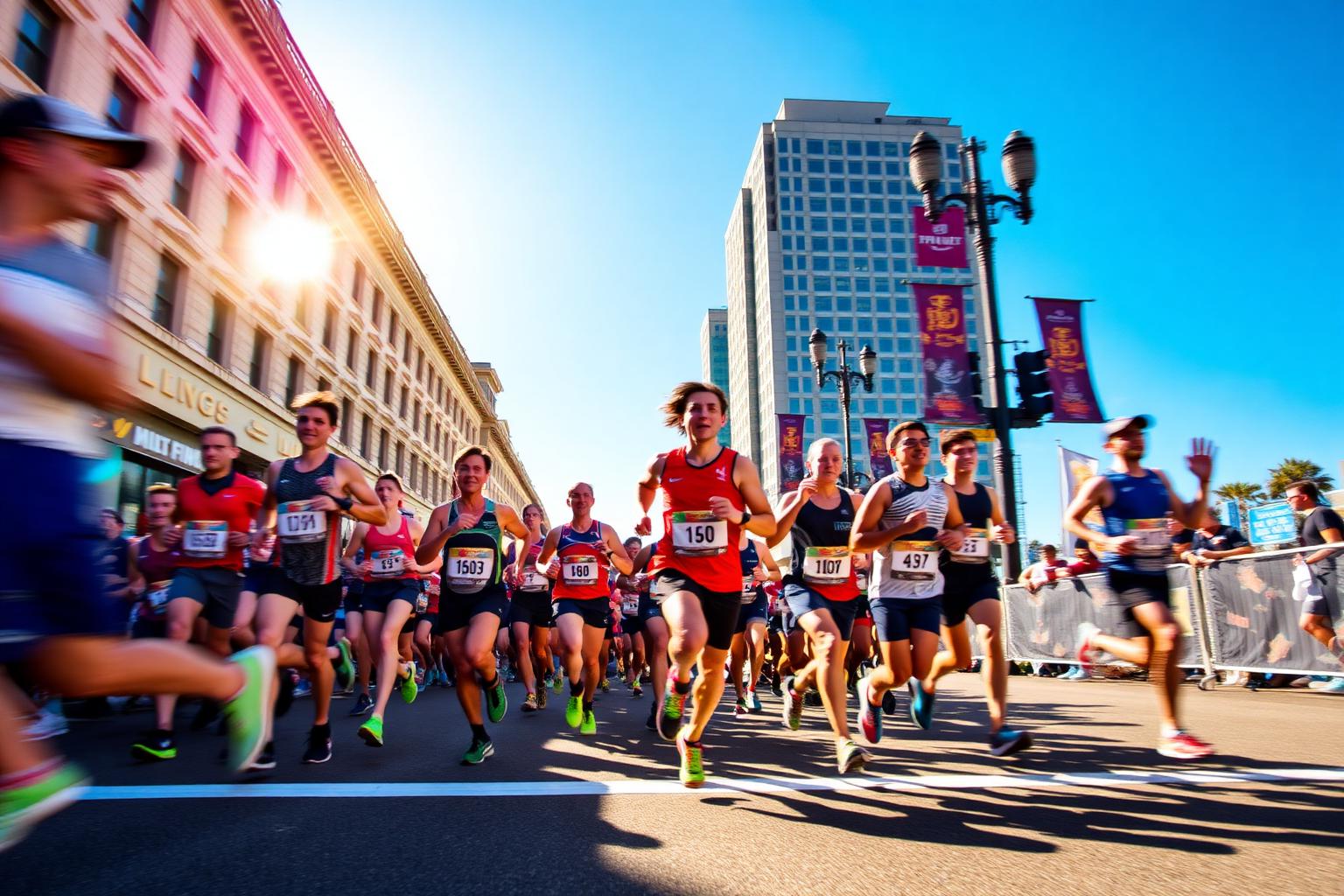 Runners crossing finish line
